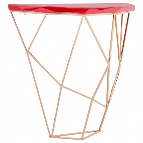 консоль geometric 100x38x90 золото, красная столешница в Волгограде