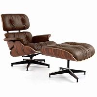 кресло eames style lounge chair & ottoman premium коричневое в Волгограде