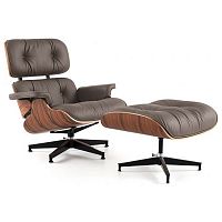 кресло eames style lounge chair кожа коричневое в Волгограде