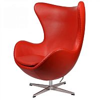 кресло arne jacobsen style egg chair кожа красное в Волгограде