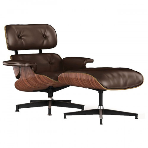 кресло lounge chair & ottoman коричневое в Волгограде