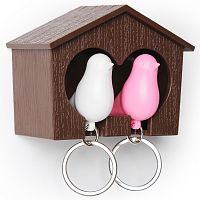 держатель+брелок для ключей двойной sparrow коричневый-белый-розовый в Волгограде