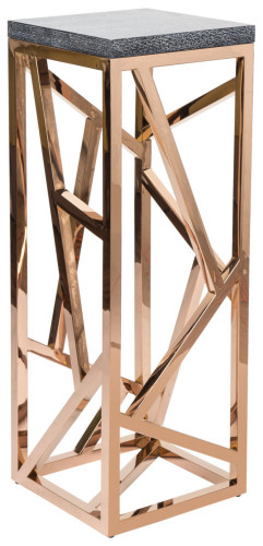консоль geometric высокая 40x40x110 золото, серая столешница в Волгограде